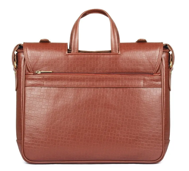 14 inch Laptop Messenger Bag - Stylish Faux Leather | Ideal for Office & Travel | Cinnamon