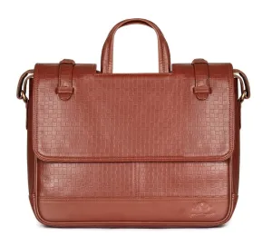 14 inch Laptop Messenger Bag - Stylish Faux Leather | Ideal for Office & Travel | Cinnamon