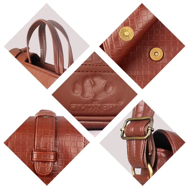 14 inch Laptop Messenger Bag - Stylish Faux Leather | Ideal for Office & Travel | Cinnamon