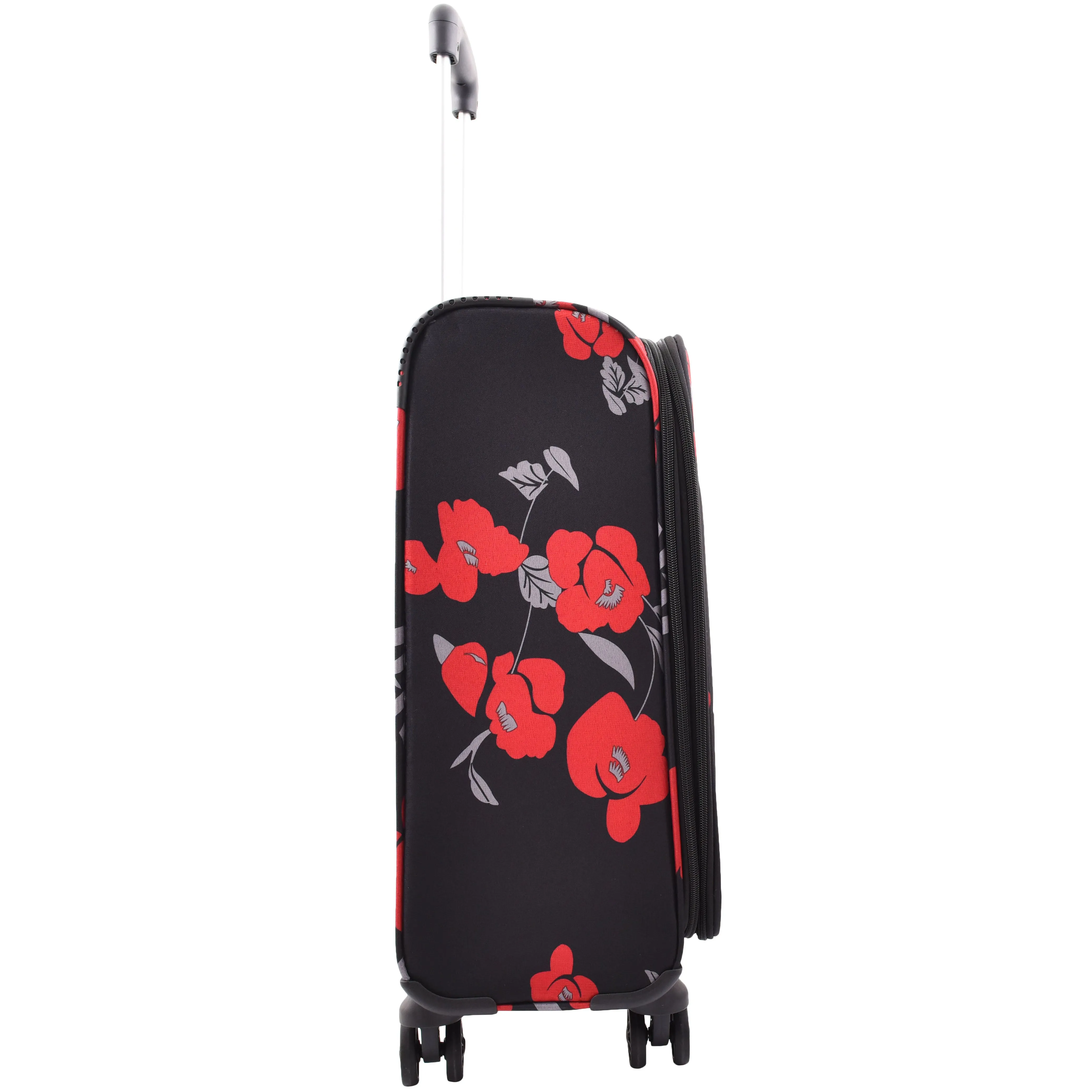 4 Wheel Cabin Size Suitcase Lightweight Soft Expandable Hand Luggage Multi Flower AT56 Black