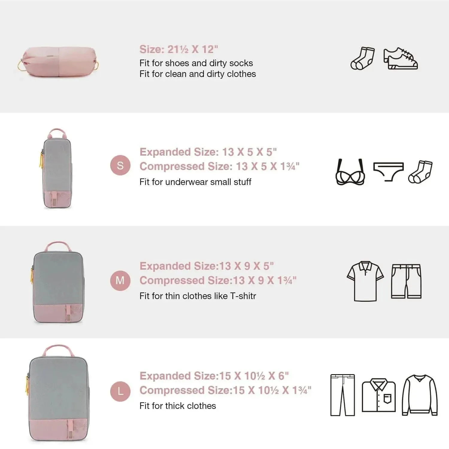 Bagsmart Compression Packing Cubes Part of Faro Travel Set