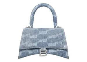 Balenciaga Hourglass Top Handle Small Bb Monogram Denim Bleached Blue