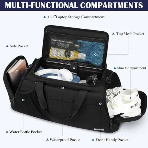 BECOJADDE Gym Bag for Men Women, 45L Large Gym Backpack Multiple Pockets Sport Duffle Bags with Shoe & Wet Compartment for Workout Travel Weekend Overnight, Green