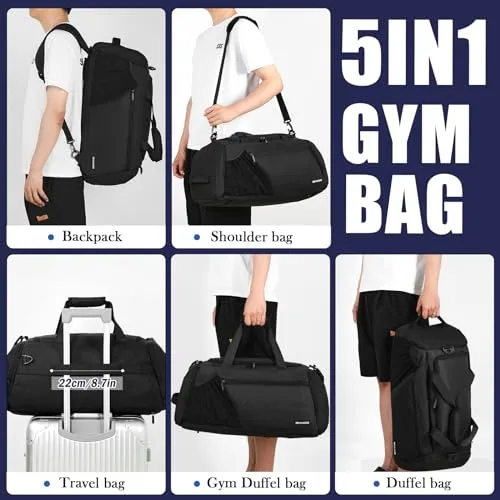 BECOJADDE Gym Bag for Men Women, 45L Large Gym Backpack Multiple Pockets Sport Duffle Bags with Shoe & Wet Compartment for Workout Travel Weekend Overnight, Green