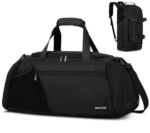 BECOJADDE Gym Bag for Men Women, 45L Large Gym Backpack Multiple Pockets Sport Duffle Bags with Shoe & Wet Compartment for Workout Travel Weekend Overnight, Green