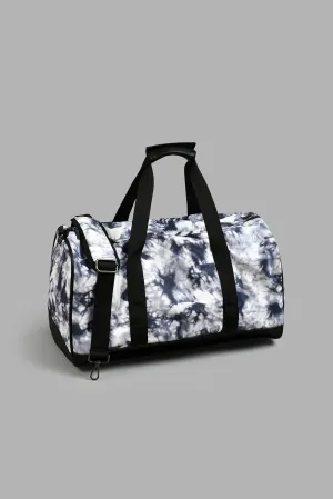 Black And White Printed Duffel Bag (19.5")