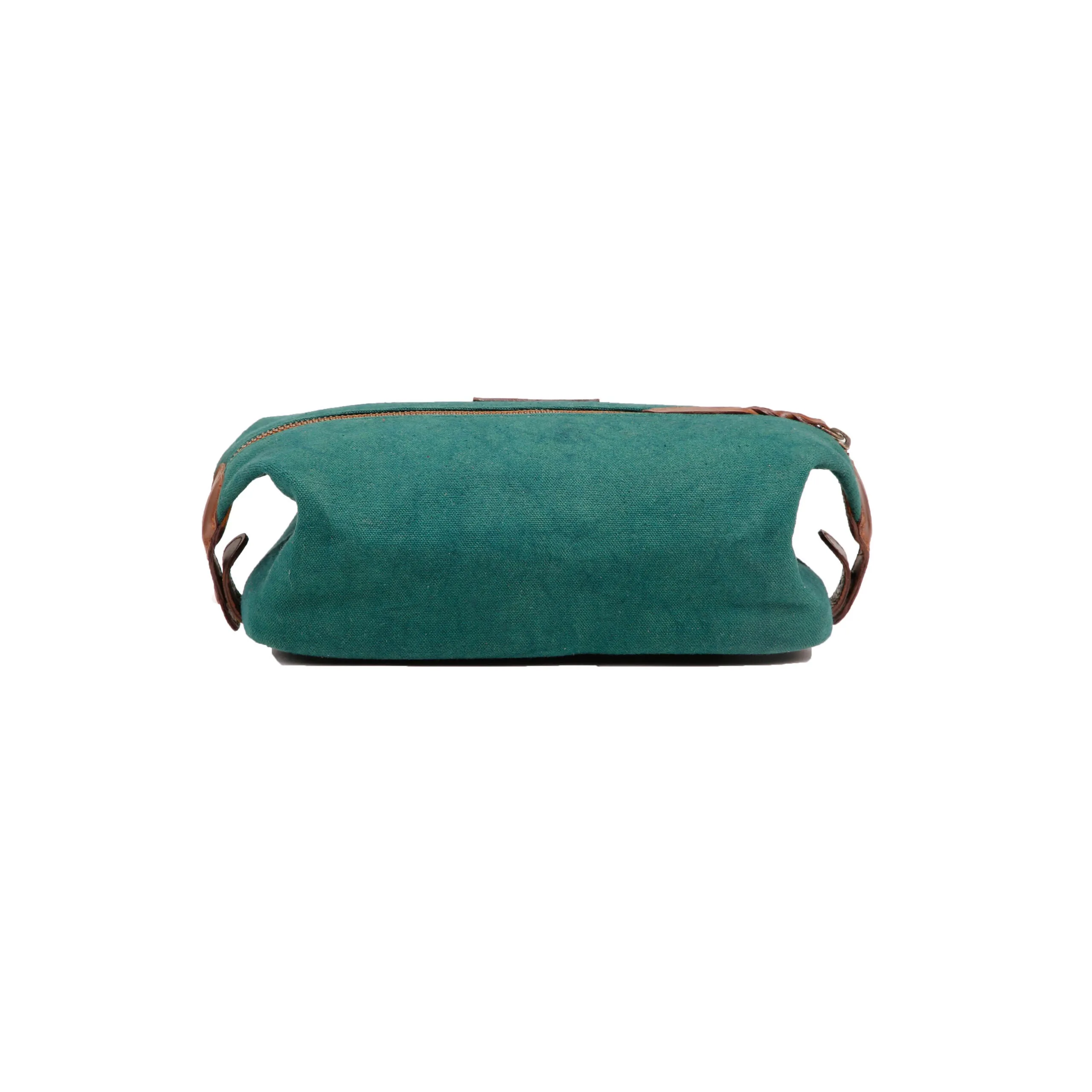 Canvas & Leather Dopp Kit - Green Tan