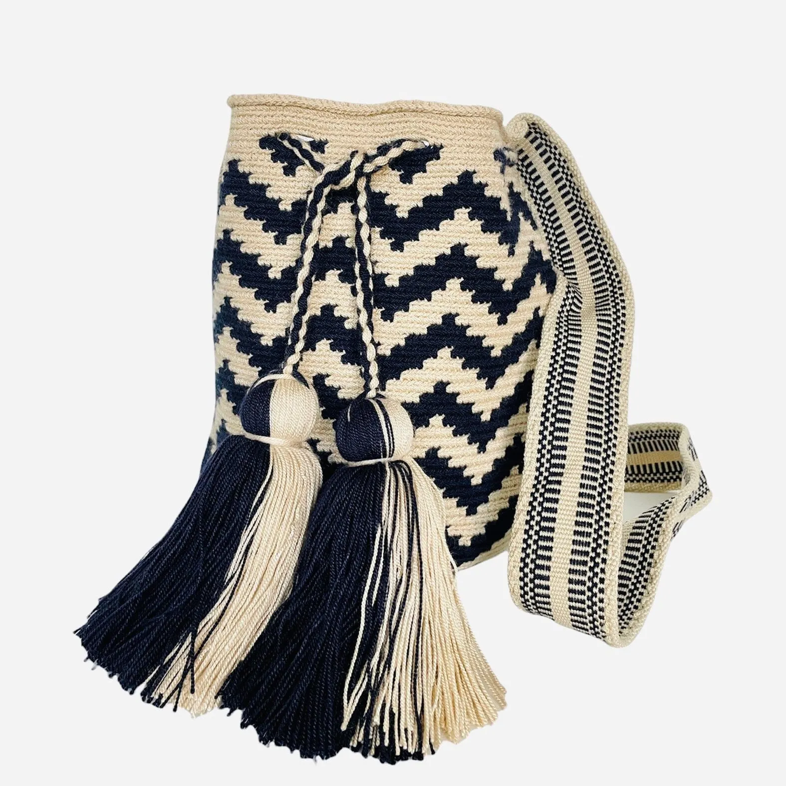 Chevron Neutral Crossbody Handbags  | Medium Crochet Boho Bags