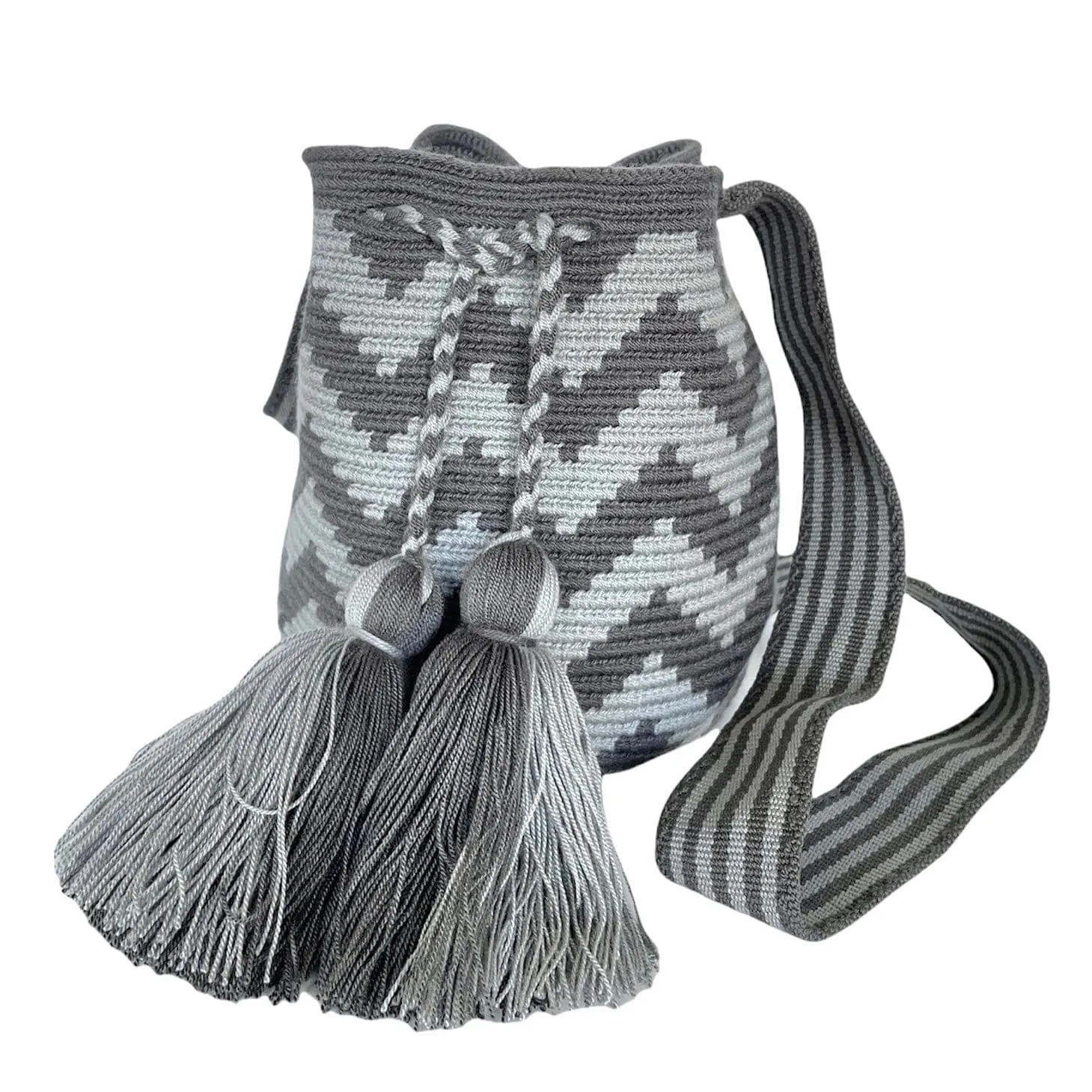 Chevron Neutral Crossbody Handbags  | Medium Crochet Boho Bags