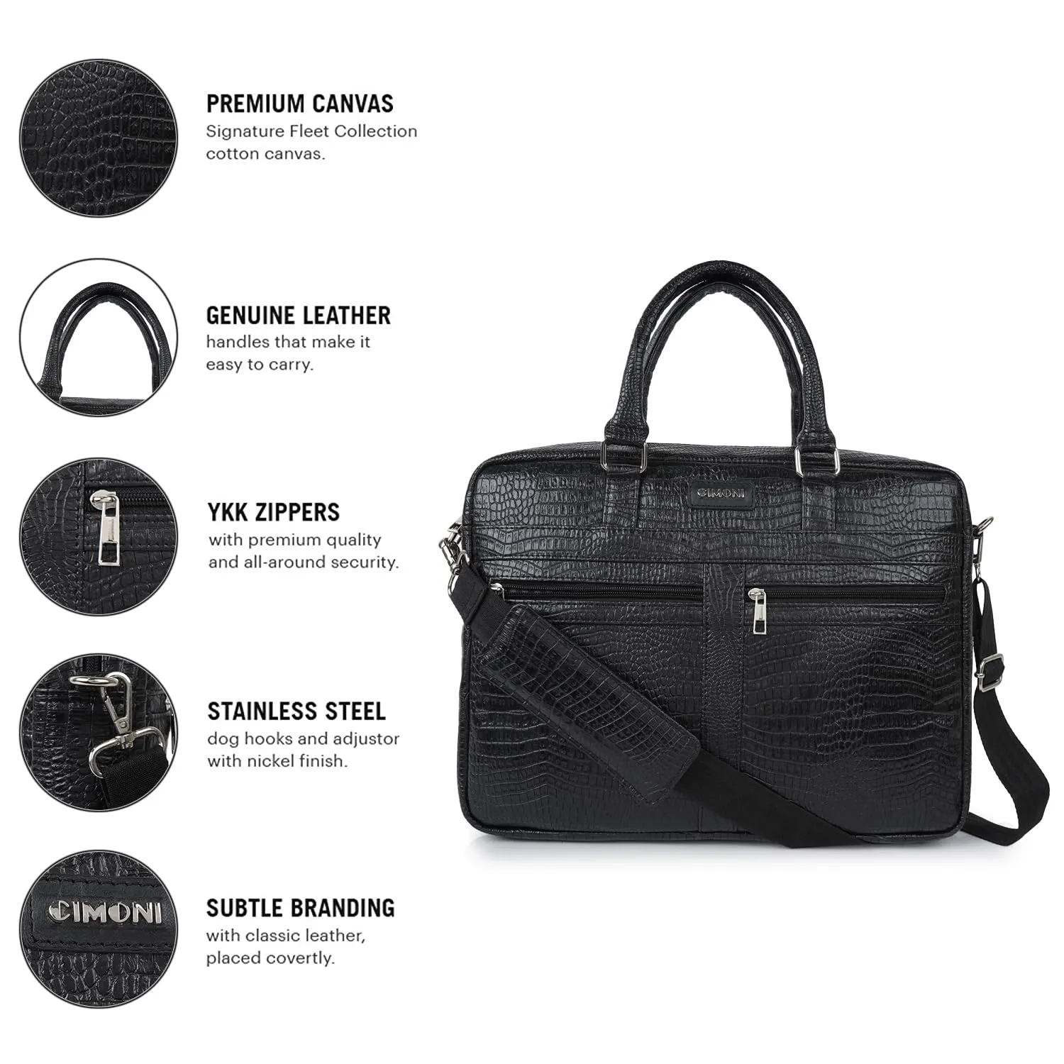 CIMONI Vegan Leather Bag Stylish Office Briefcase Daytrip School Laptop Bag For Men (Color - Tan)