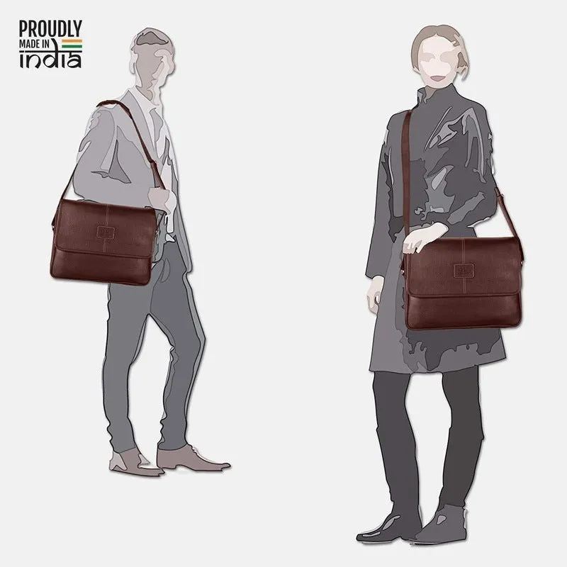 Clownfish Signature Series: 13-14 inch Leatherette Laptop Bag | One Compartment | Brown