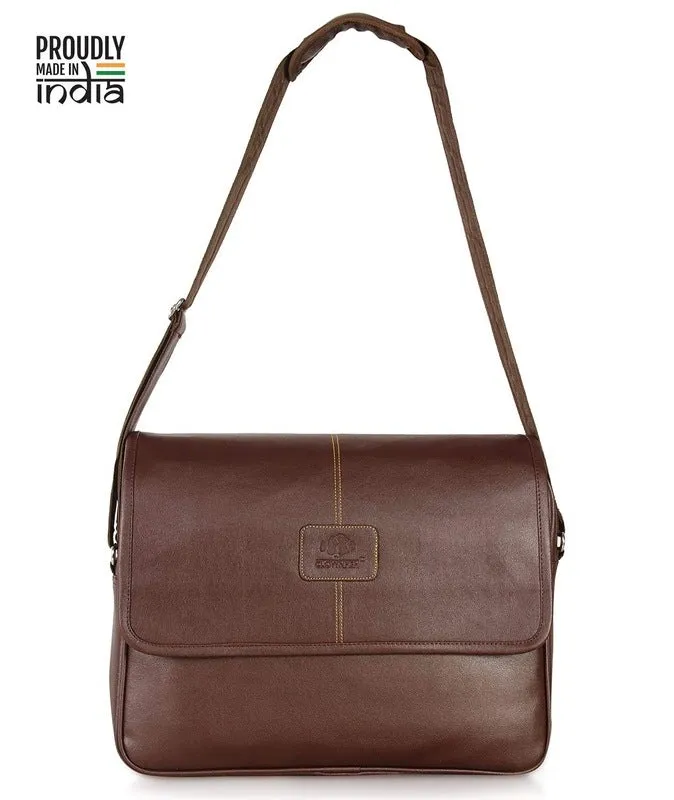 Clownfish Signature Series: 13-14 inch Leatherette Laptop Bag | One Compartment | Brown