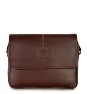 Clownfish Signature Series: 13-14 inch Leatherette Laptop Bag | One Compartment | Brown