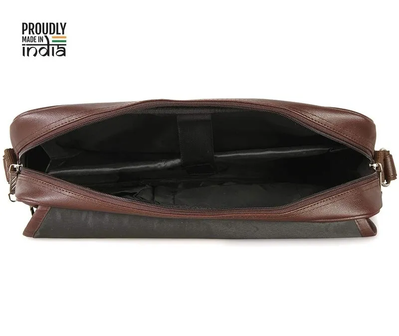 Clownfish Signature Series: 13-14 inch Leatherette Laptop Bag | One Compartment | Brown