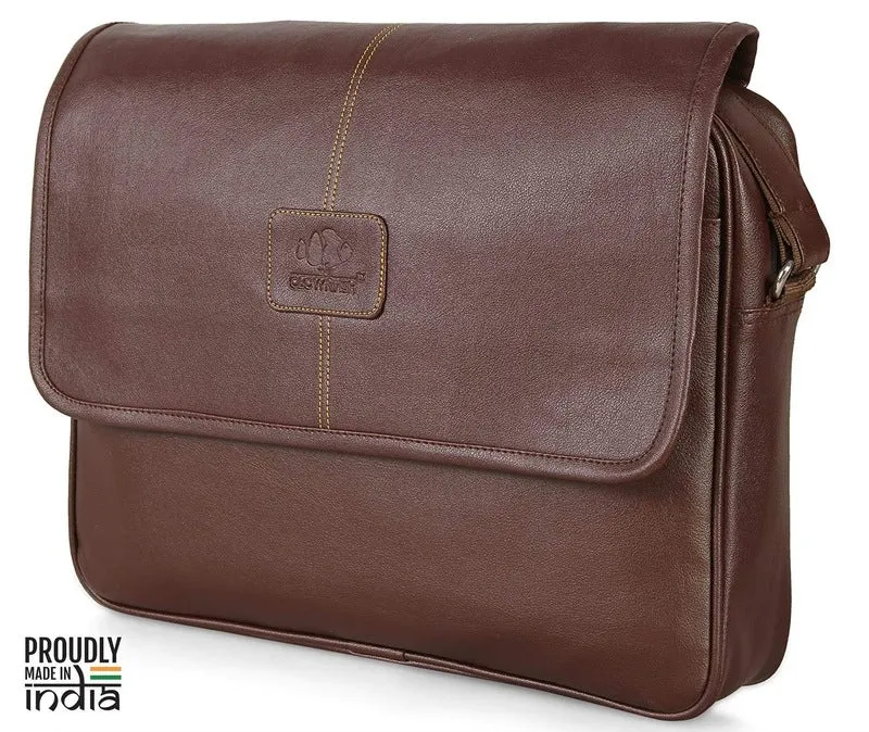 Clownfish Signature Series: 13-14 inch Leatherette Laptop Bag | One Compartment | Brown
