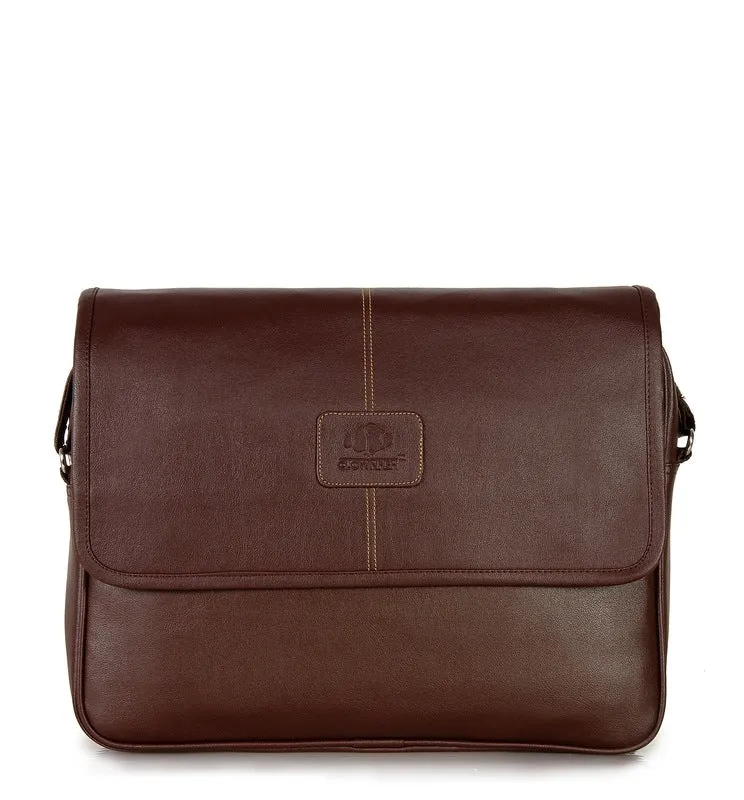 Clownfish Signature Series: 13-14 inch Leatherette Laptop Bag | One Compartment | Brown