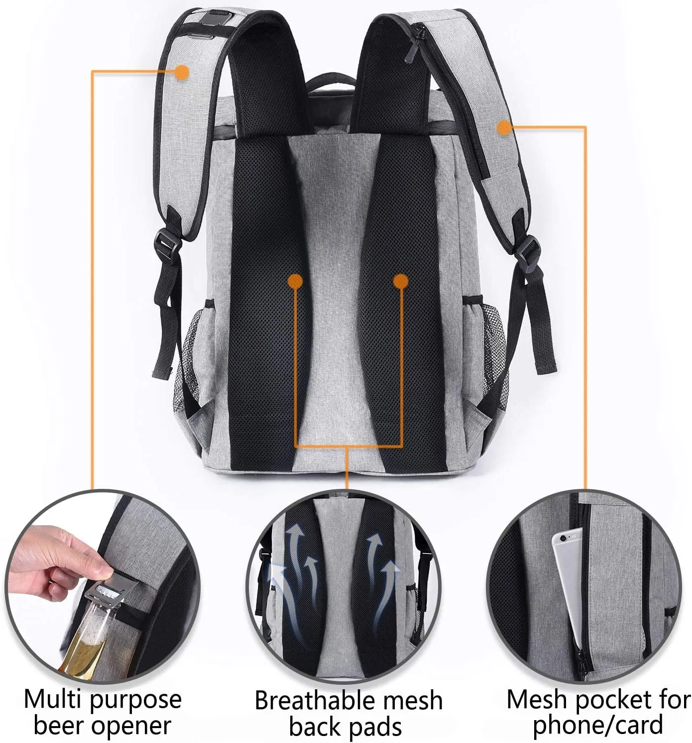Copy WideBundle of Backpack Cooler Leakproof Insulated Waterproof Backpack Cooler Bag, Lightweight Soft Beach Cooler Backpack for Men Women to Work Lunch Picnics Camping Hiking, 30 Cans