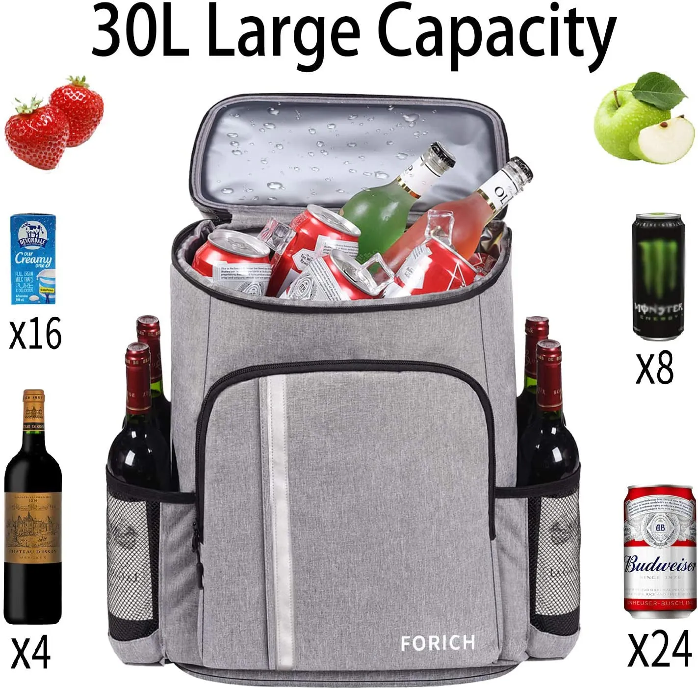 Copy WideBundle of Backpack Cooler Leakproof Insulated Waterproof Backpack Cooler Bag, Lightweight Soft Beach Cooler Backpack for Men Women to Work Lunch Picnics Camping Hiking, 30 Cans