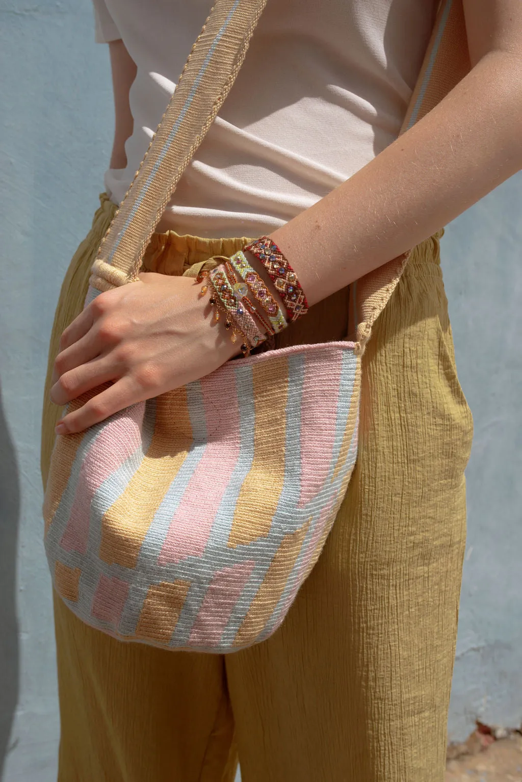 Crossbody Bucket Bag - Cream