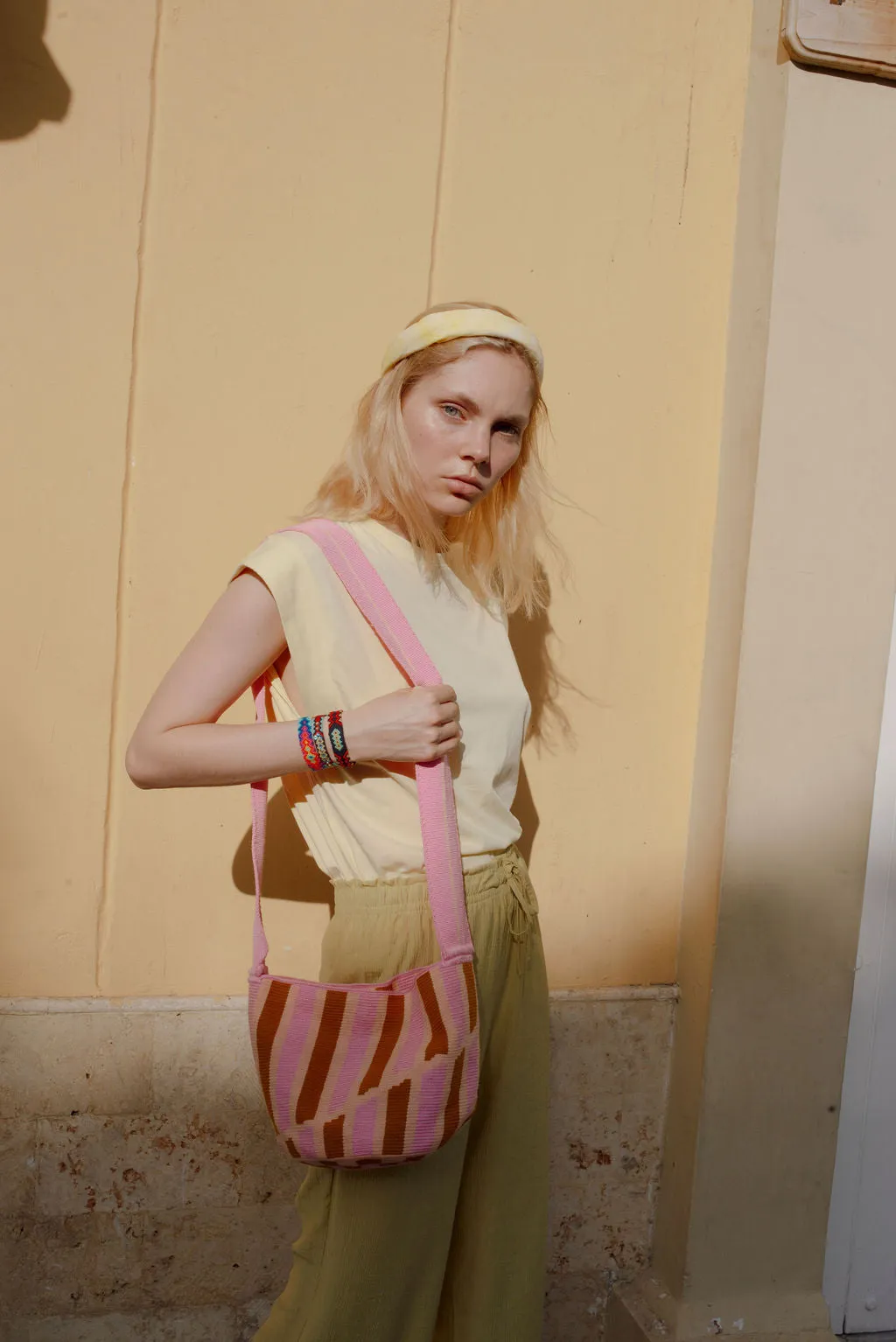 Crossbody Bucket Bag - Pink