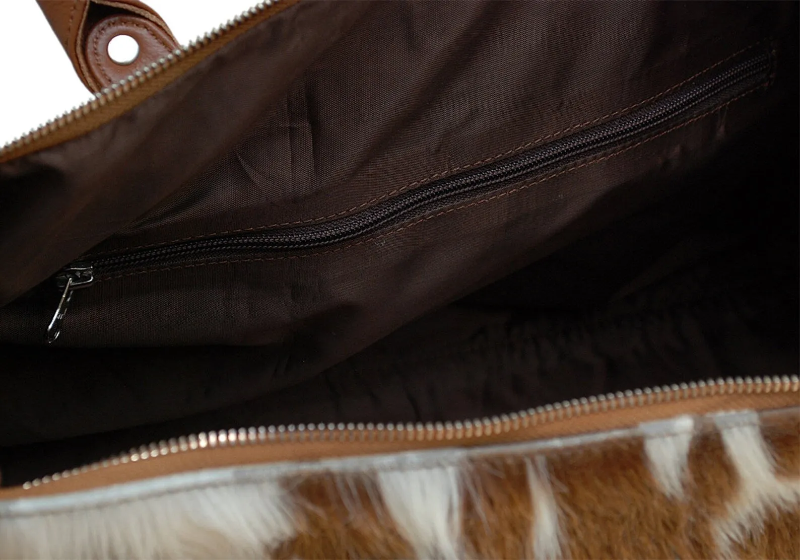 Exotic Brown White Cowhide Duffle Bag