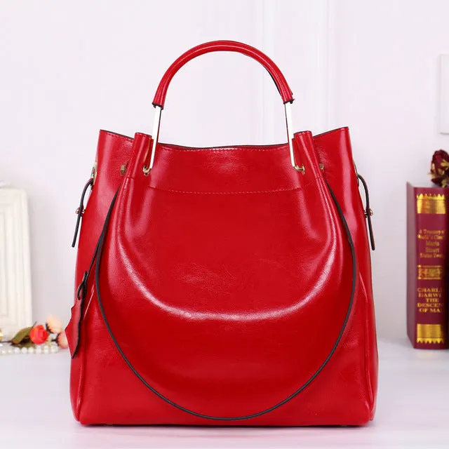 Fashion  Chic Minimalist 100% Genuine Leather Women Handbag  Travel Tote Bag Large Capacity Lady Shoulder &  Crossbody handbags