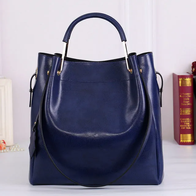 Fashion  Chic Minimalist 100% Genuine Leather Women Handbag  Travel Tote Bag Large Capacity Lady Shoulder &  Crossbody handbags