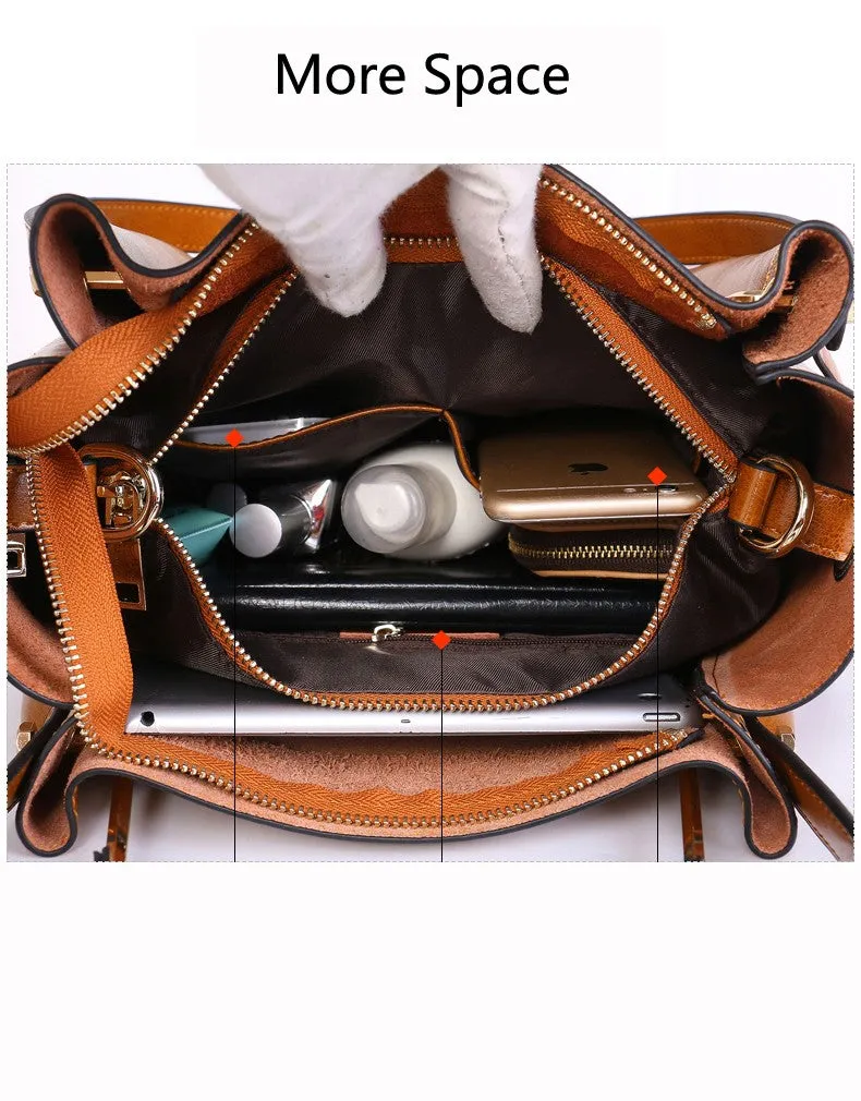 Fashion  Chic Minimalist 100% Genuine Leather Women Handbag  Travel Tote Bag Large Capacity Lady Shoulder &  Crossbody handbags