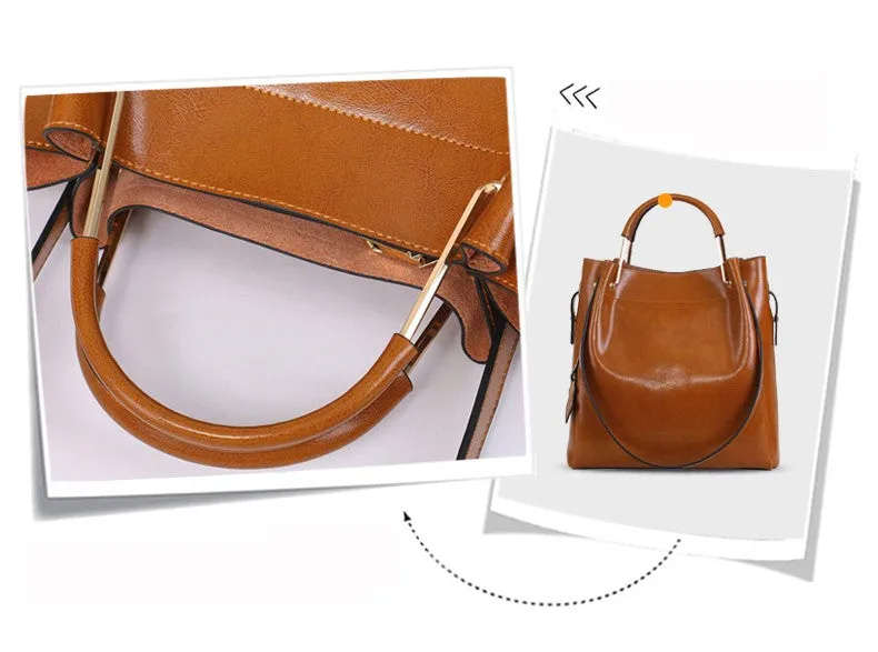 Fashion  Chic Minimalist 100% Genuine Leather Women Handbag  Travel Tote Bag Large Capacity Lady Shoulder &  Crossbody handbags