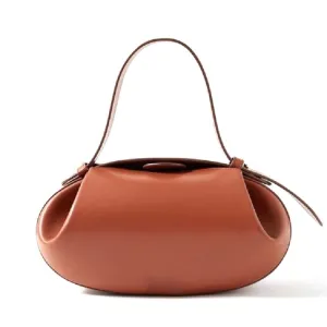 Guinevere | Sculpted Brown Leather Shoulder Bag – Modern Elegance & Artistic Sophistication