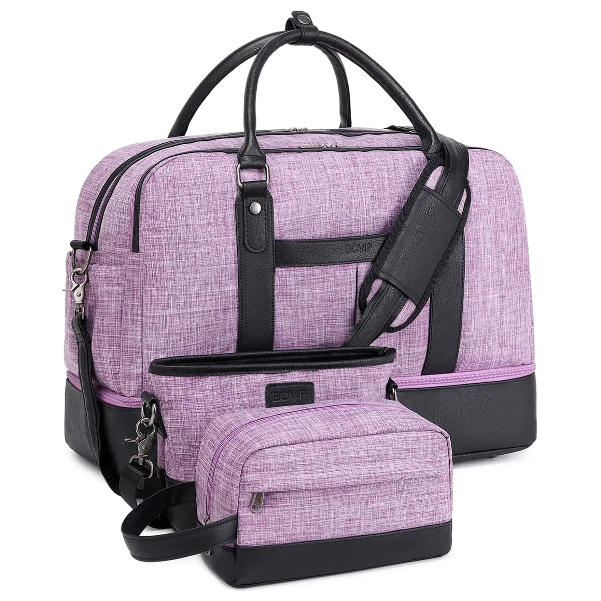 Jetsetter Charm: Elegant Canvas Weekender with Shoe Compartment