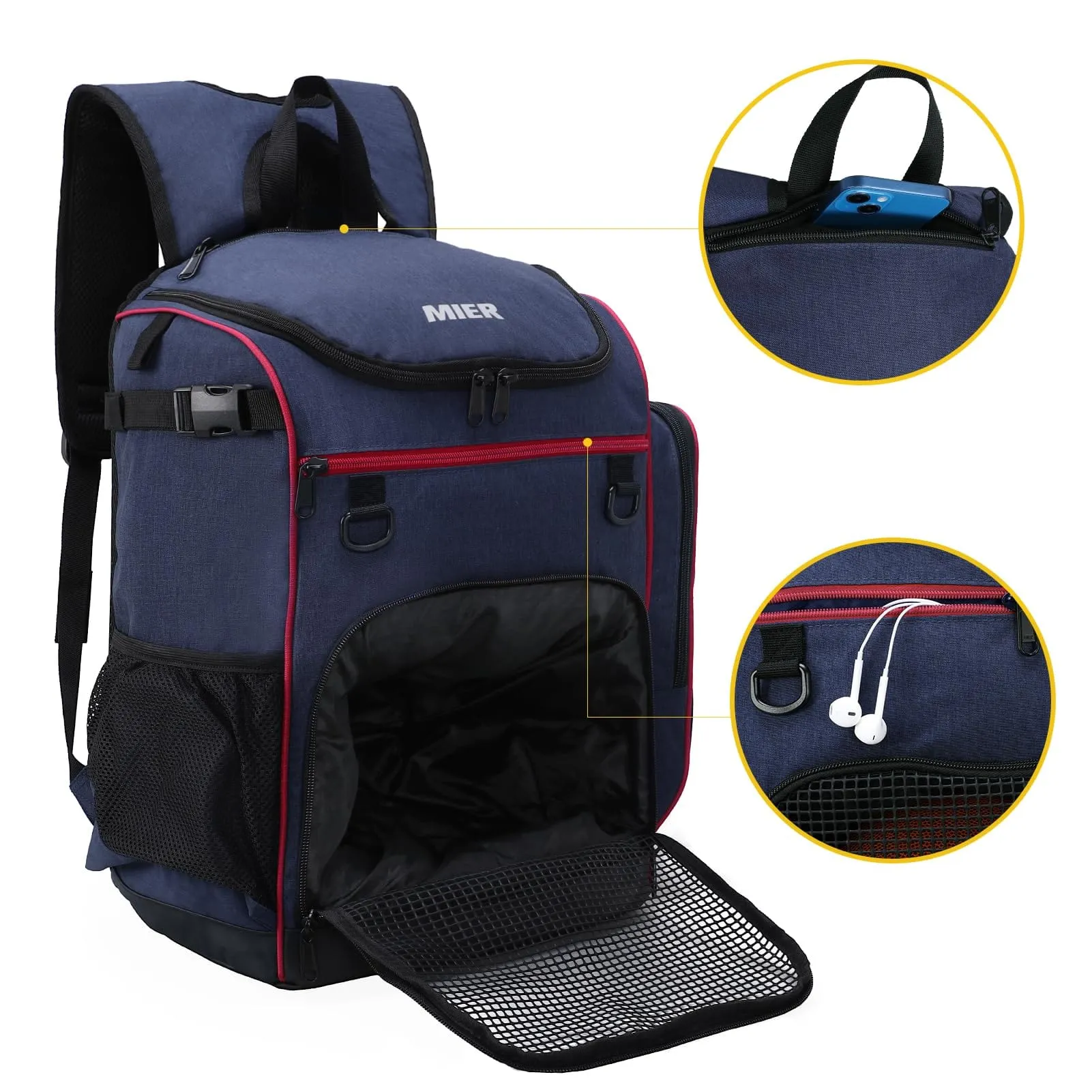 Large Basketball Backpack Sports Bag with Ball Compartment