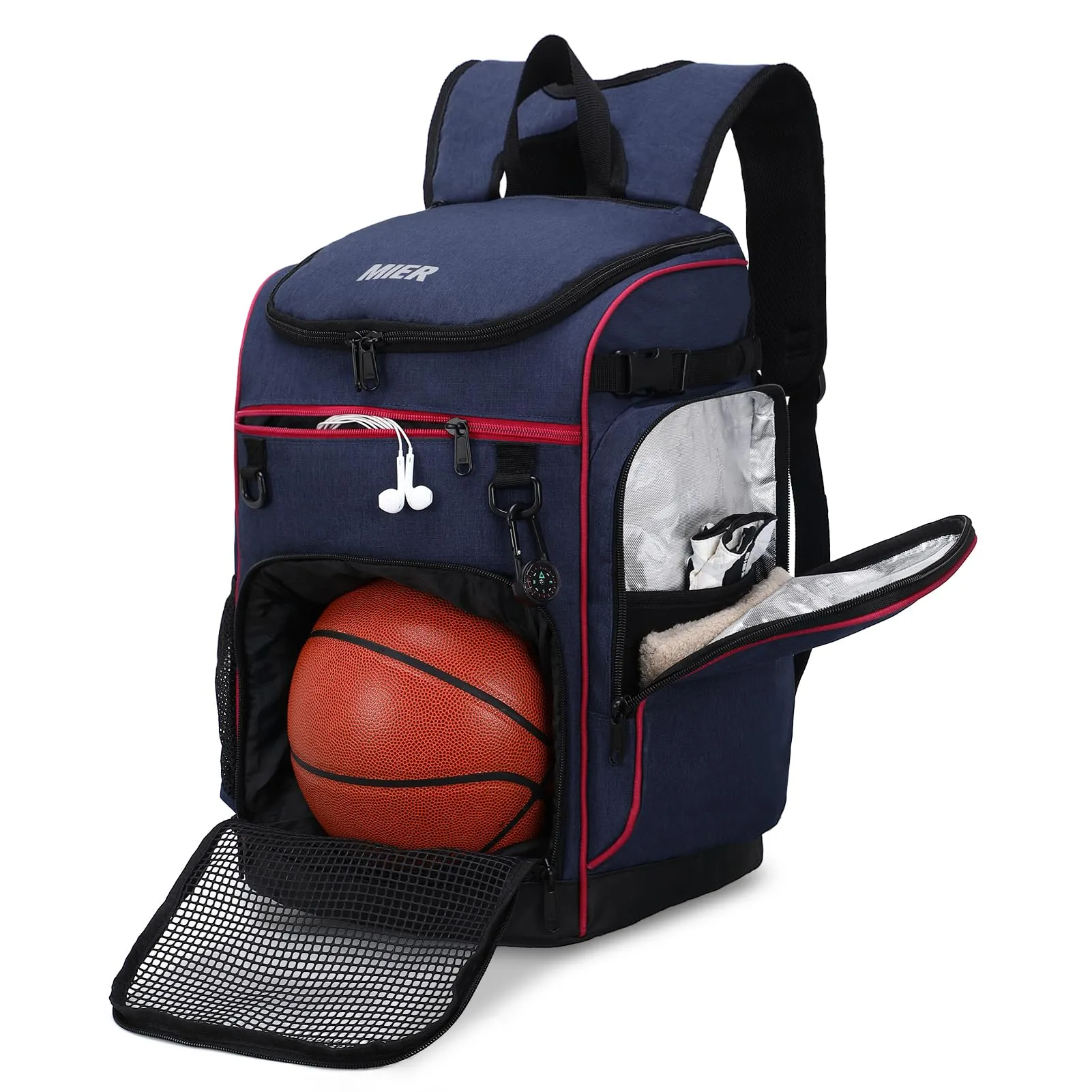 Large Basketball Backpack Sports Bag with Ball Compartment