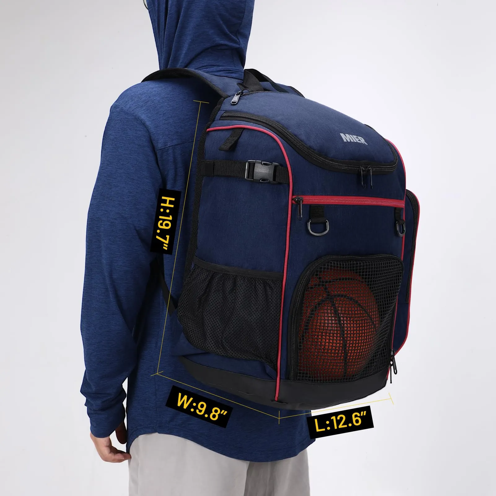 Large Basketball Backpack Sports Bag with Ball Compartment