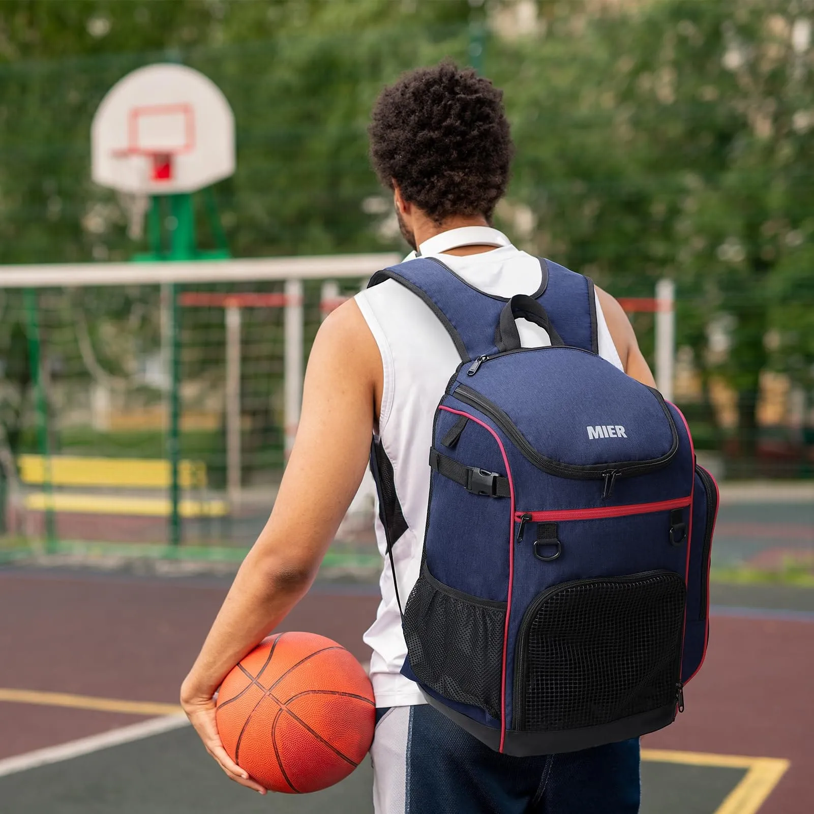 Large Basketball Backpack Sports Bag with Ball Compartment