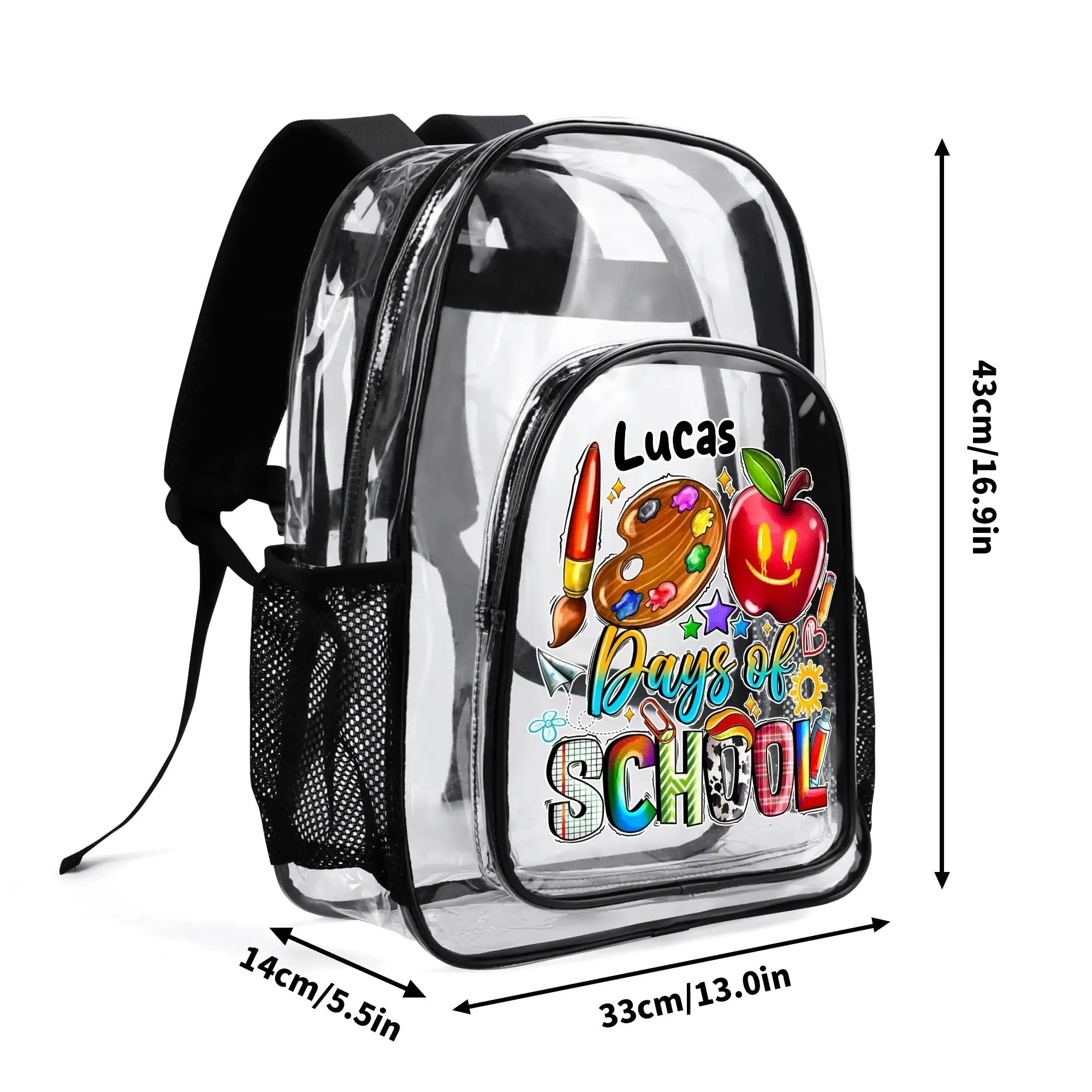 LUCAS PVC See Through Transparent Clear School Backpack