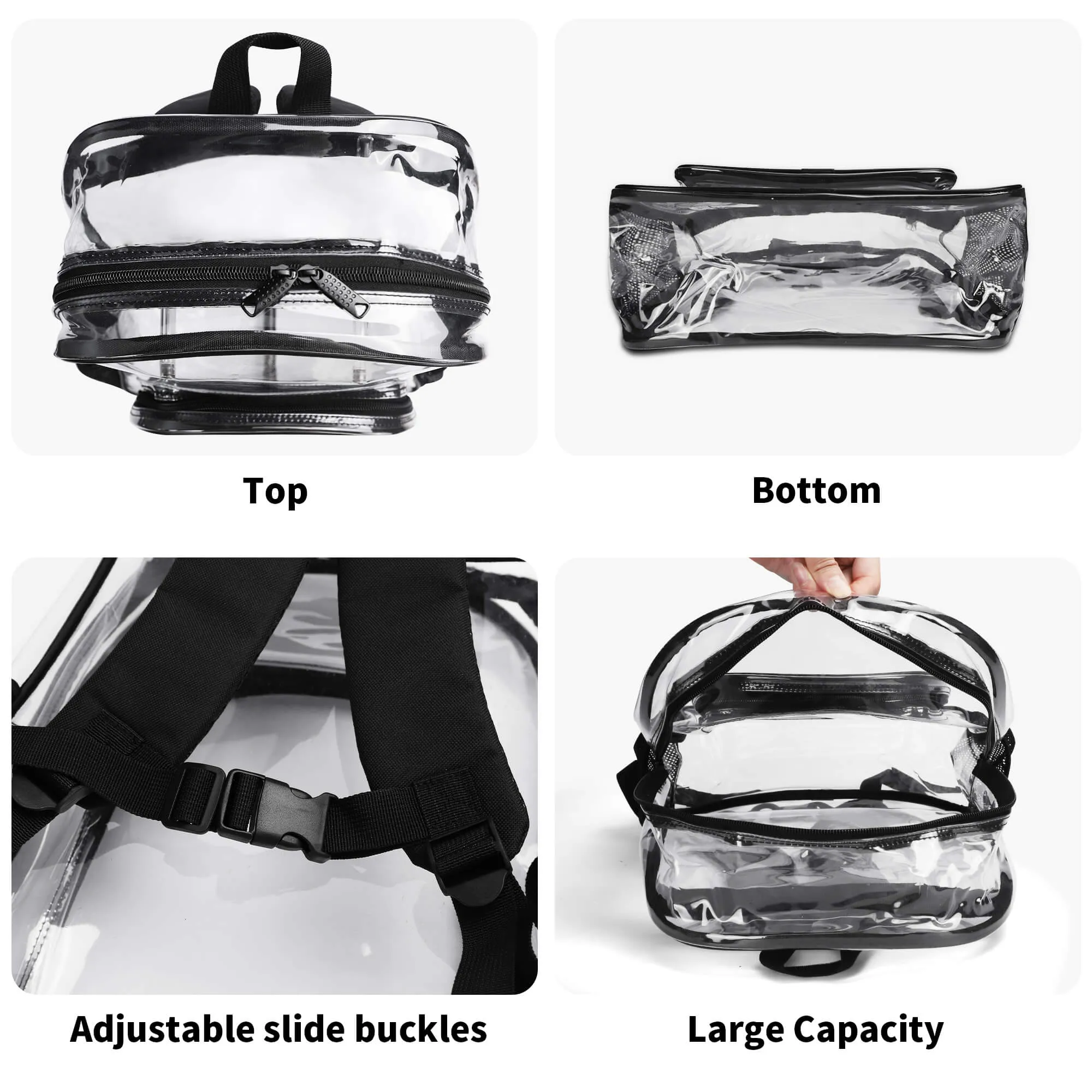 LUCAS PVC See Through Transparent Clear School Backpack