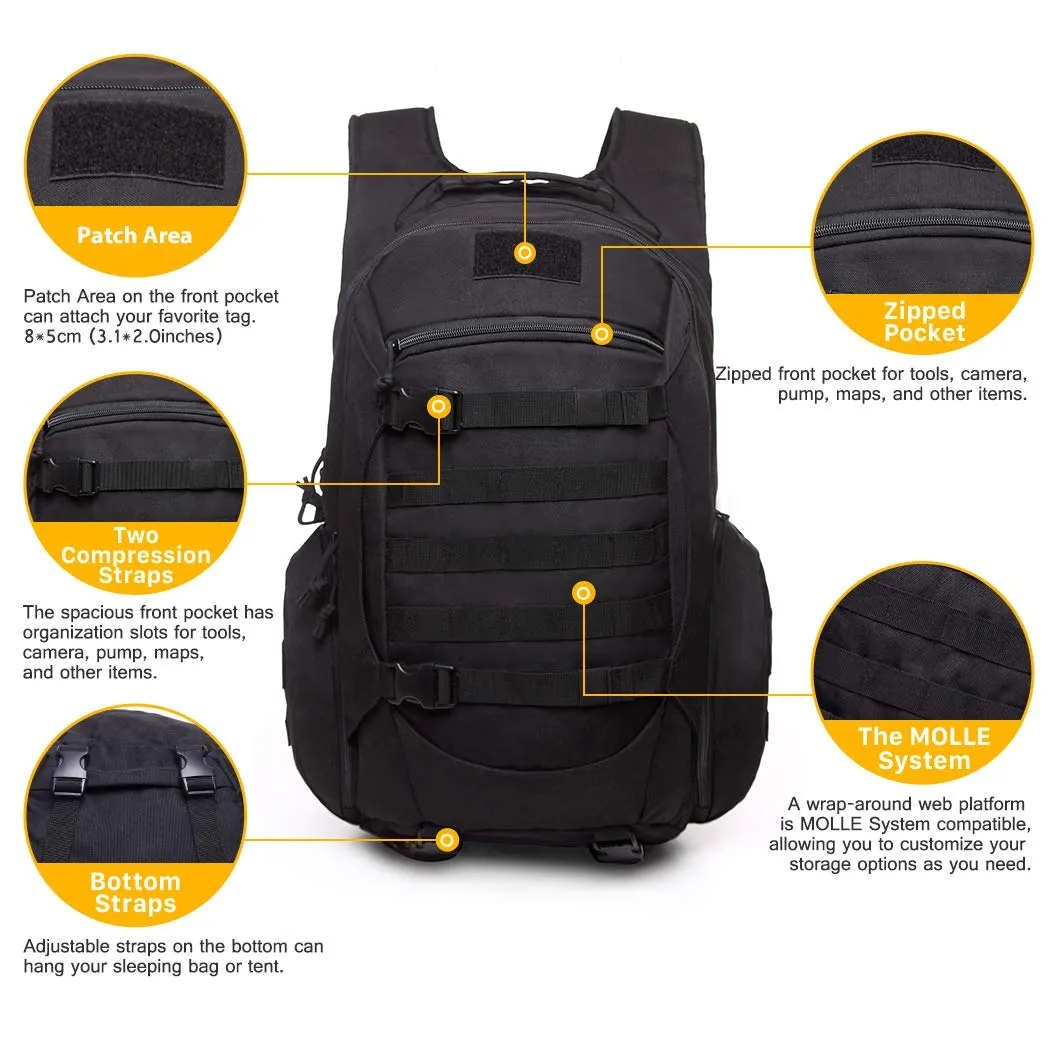 Mardingtop Tactical Backpack, Black 2.0, 52cm