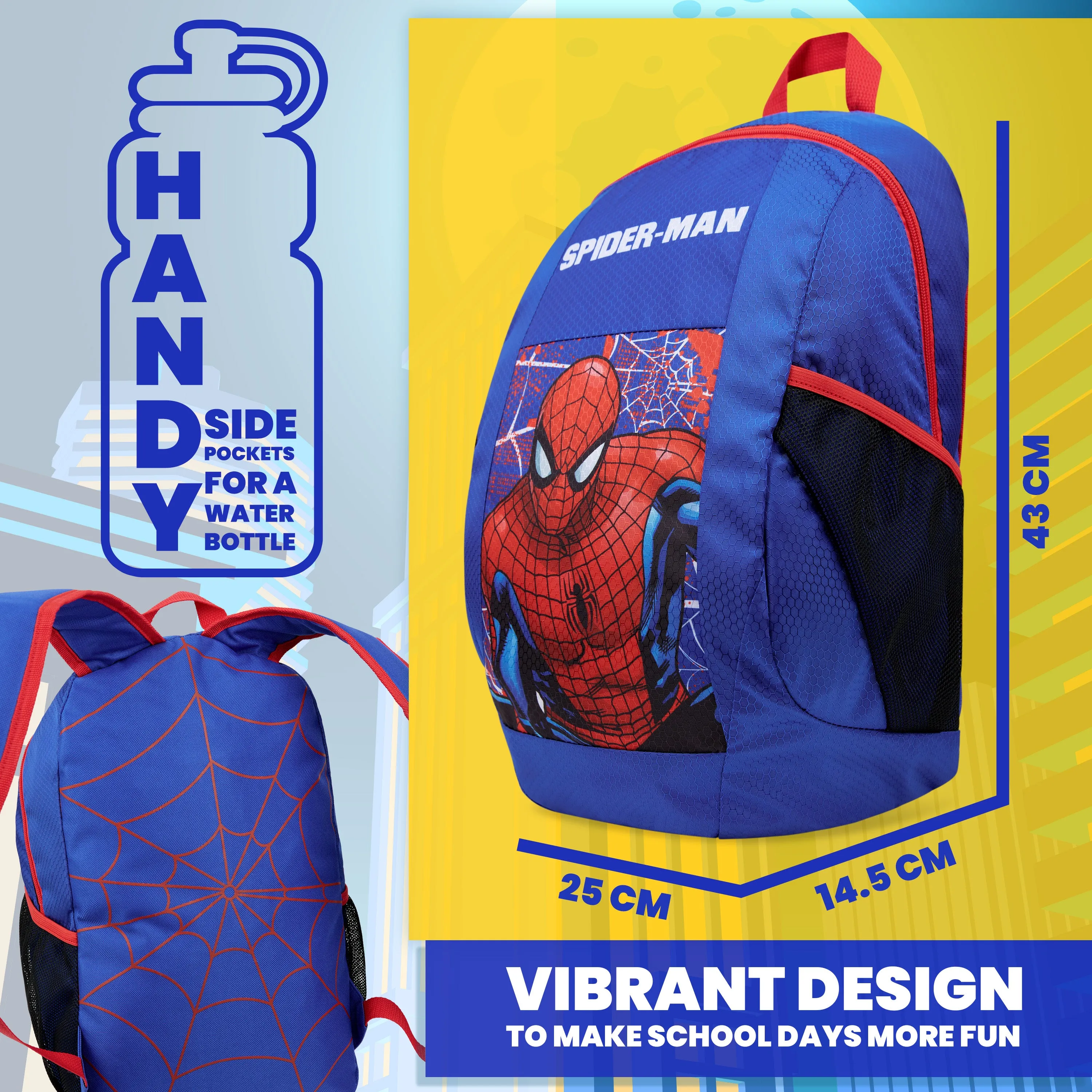 Marvel Spiderman Kids Backpack with Water Bottle Pocket