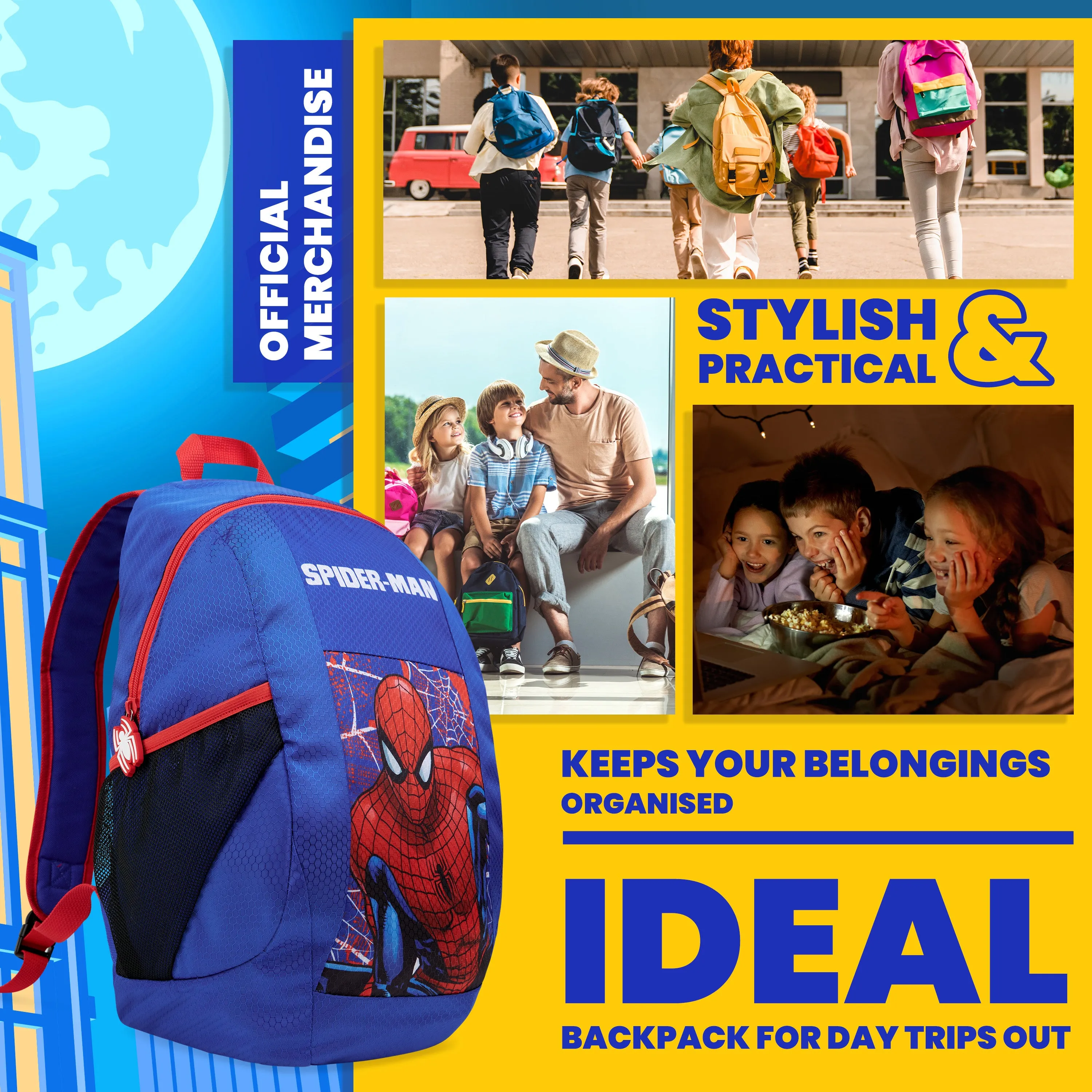 Marvel Spiderman Kids Backpack with Water Bottle Pocket