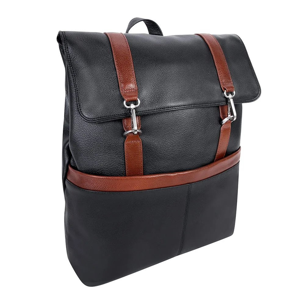 McKlein 17" Leather Two-Tone Flap-Over Laptop & Tablet Backpack