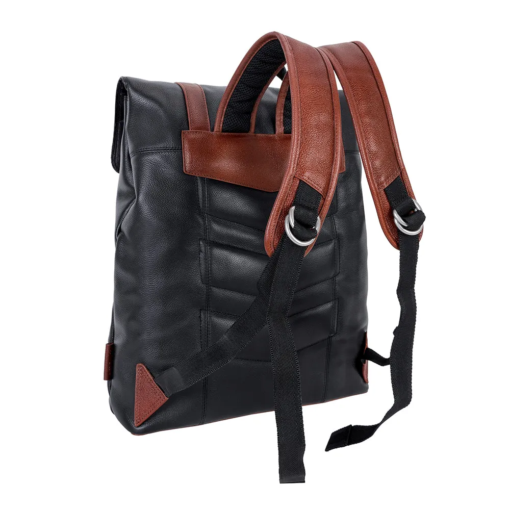 McKlein 17" Leather Two-Tone Flap-Over Laptop & Tablet Backpack