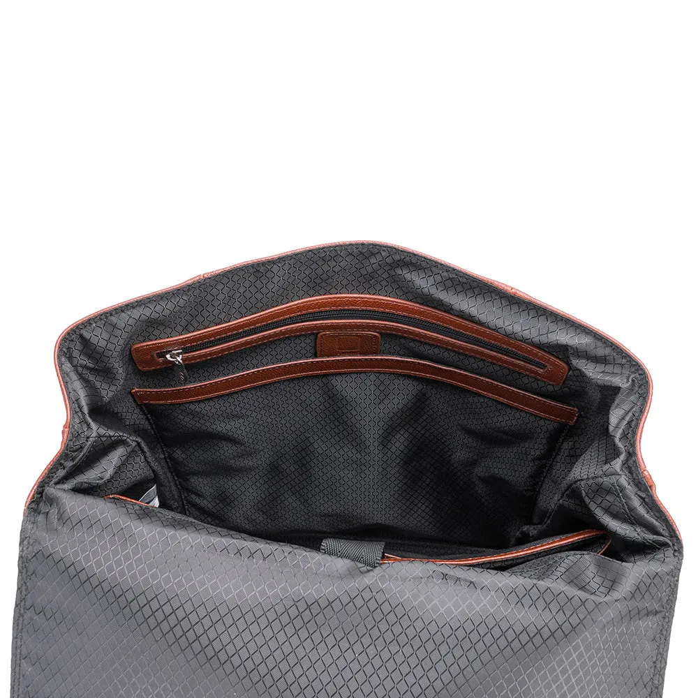 McKlein 17" Leather Two-Tone Flap-Over Laptop & Tablet Backpack