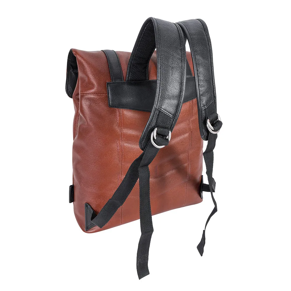 McKlein 17" Leather Two-Tone Flap-Over Laptop & Tablet Backpack