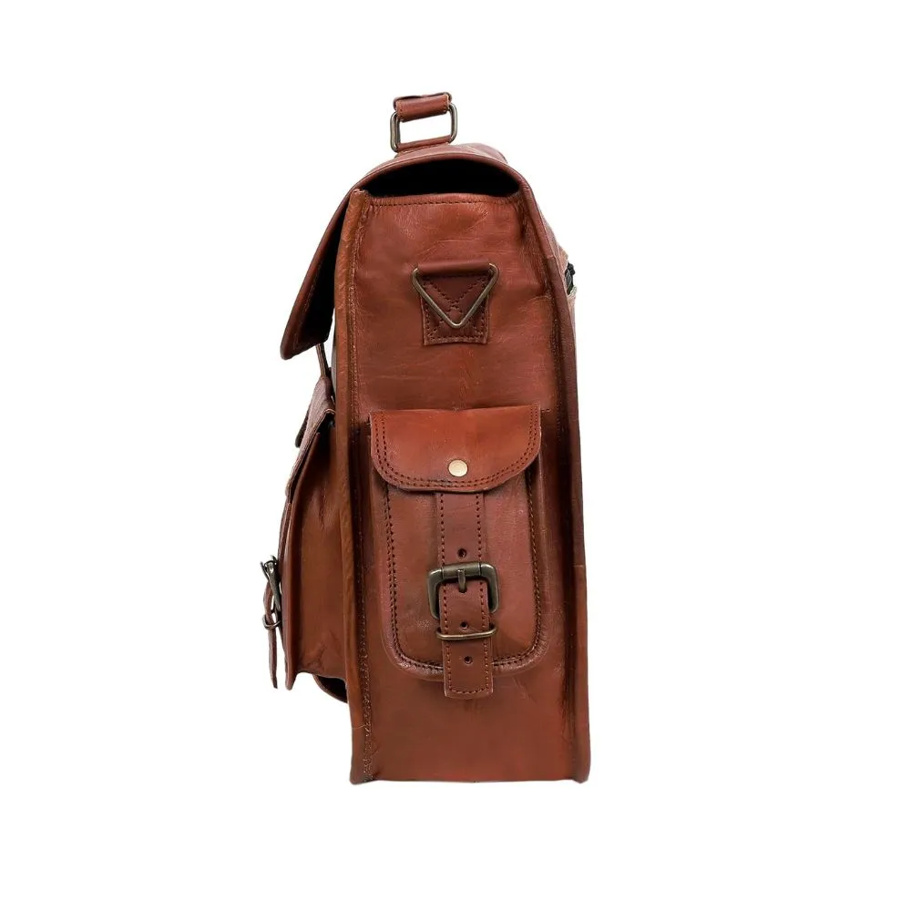 Mens Brown Leather Messenger Bag