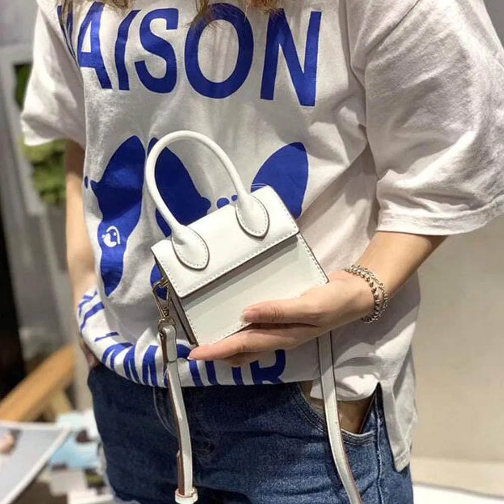 Mini Crossbody White Purse Faux Leather Top Handle Clutch Handbag