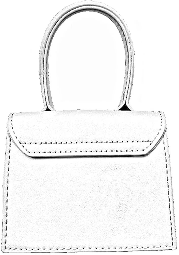 Mini Crossbody White Purse Faux Leather Top Handle Clutch Handbag