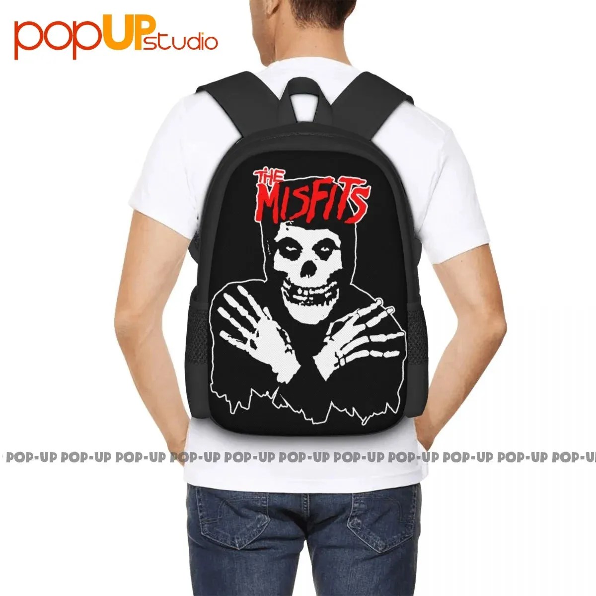 Misfits Classic Skull Backpack – Large Capacity Eco-Friendly Riding & Beach Bag with Adjustable Straps