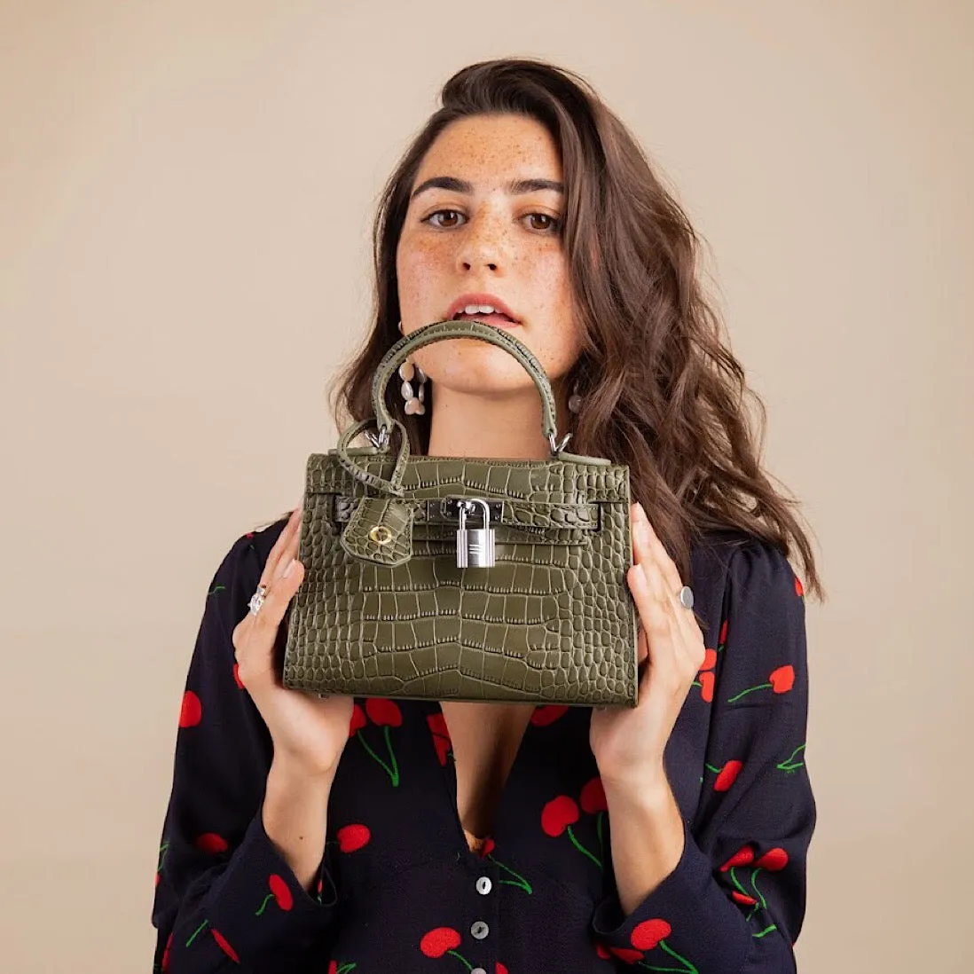 Monaco' Khaki  Leather Mini Bag