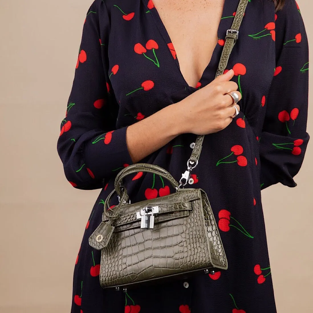 Monaco' Khaki  Leather Mini Bag